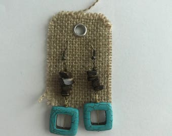 Square Turquoise Earrings