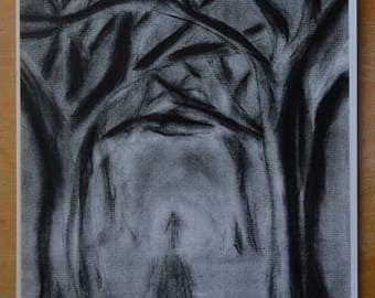 Original Art Print: Through the Darkness, Abstract, Mysterious, Haunting, Dark Art, Creepy Art, Not All Who Wander are Lost