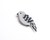 Black and White Bird Brooch, Cute handmade bird, Gift for bird lovers, Handmade Bird jewellery, Birdy,Gift for Her, Small Present