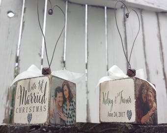 Our First Married Christmas Ornament | Just Married Ornament | Personalized Ornament | Photo Ornaments | Wedding Ornament for Newlyweds