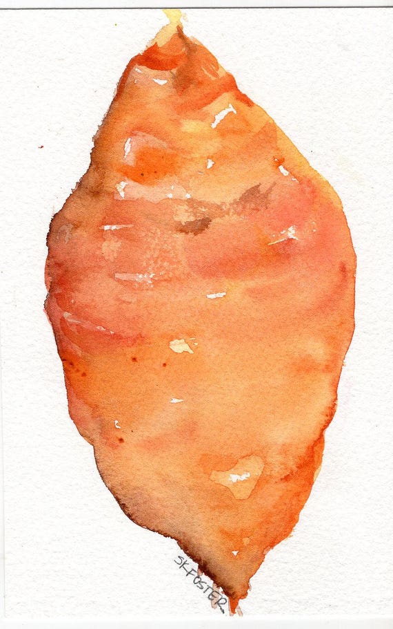 Sweet Potato watercolor painting original kitchen decor