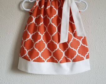 UT Dress Pillowcase Dress Quatrefoil Dress Texas Longhorns Girls Dresses Burnt Orange Dress College Football Game Day Dress Toddler Dresses