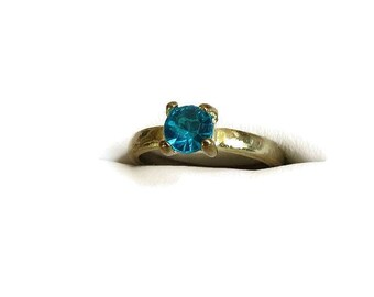 Blue Rhinestone Ring Vintage Size 7.75