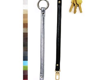Leather Key Fob Tether - Your Choice of Leather Color & Gold or Nickel #16C LG Attachable Hook