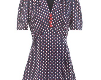 CUSTOM MADE Pre War 1940s / 1960s Inspired Dress (retro dress, vintage inspired, 1940s, 1960s, indie dress, mod cloth, preppy, retro dots)