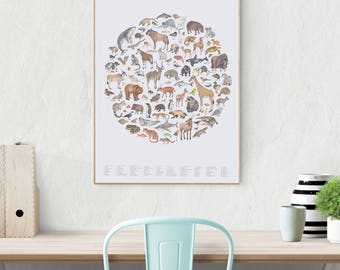 Affiche animaux | Etsy