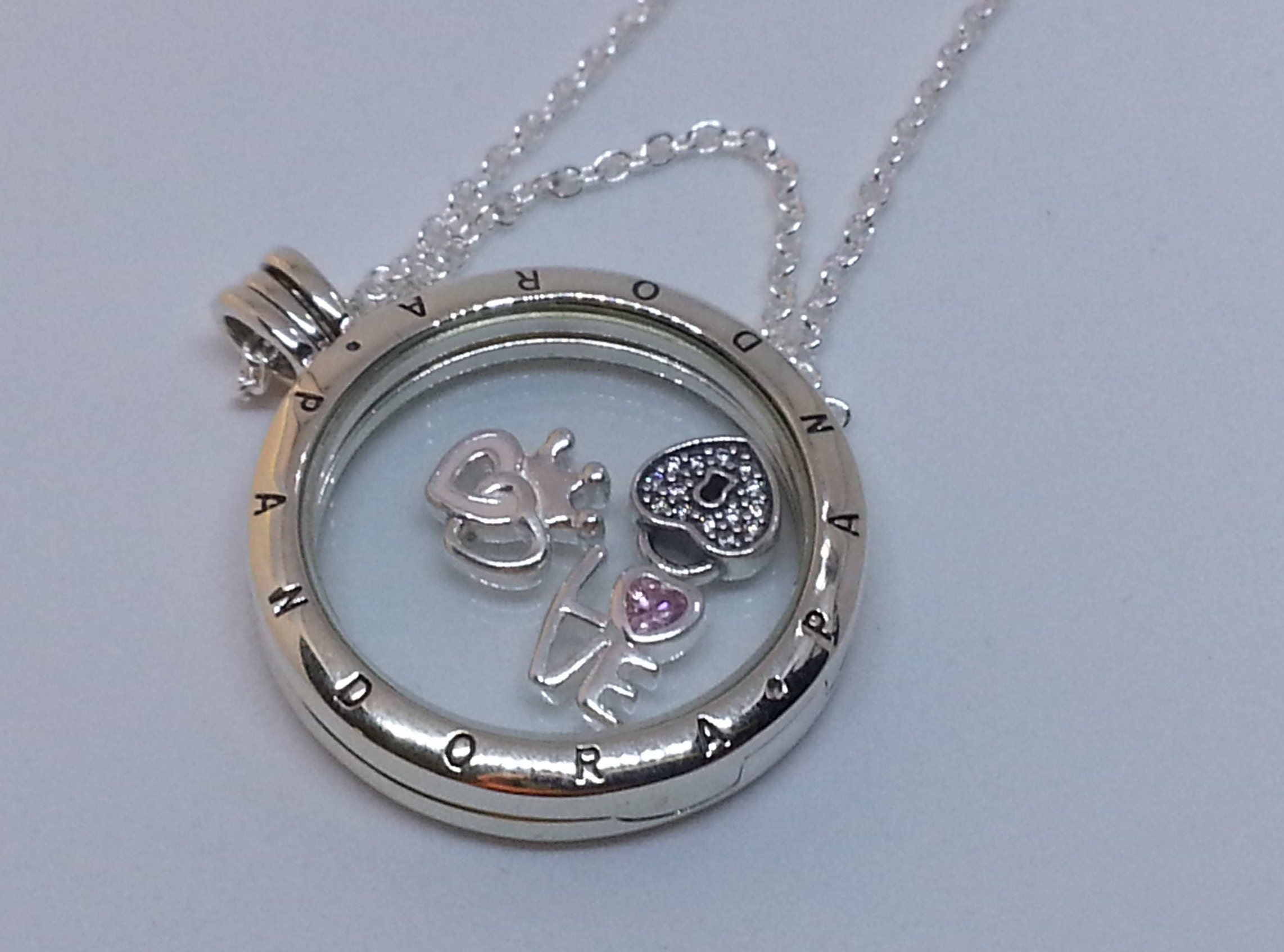 Authentic Medium Pandora Glass Floating Locket Necklace