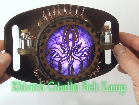 Cthulhu Purple Belt Lamp Wearable steampunk Lamp by Harlotsandangels steampunk buy now online