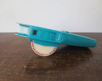 Vintage '60s Sears Turquoise & White Plastic Tape Embossing Label Maker
