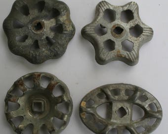 Vintage Valve Handles-4 Silver~ Shipping Special ~Industrial Handles~Industrial Chic~recycled found art~Altered Art~Shabby Chic Knobs