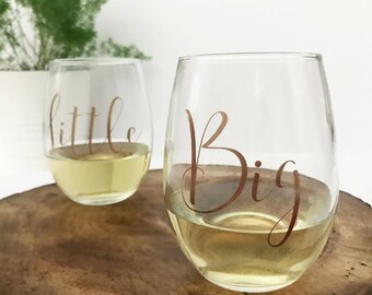 ON SALE Big Little Wine Glasses / Big Little Gifts / Big Little Sorority / Bid Day Gift / Sorority Gifts / Big Little Reveal