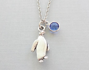 Penguin Necklace, Winter, Arctic Bird, Aquarium, North Pole, South Pole, Animal Jewelry, Birthday Gift, Swarovski Channel Birthstone Crystal