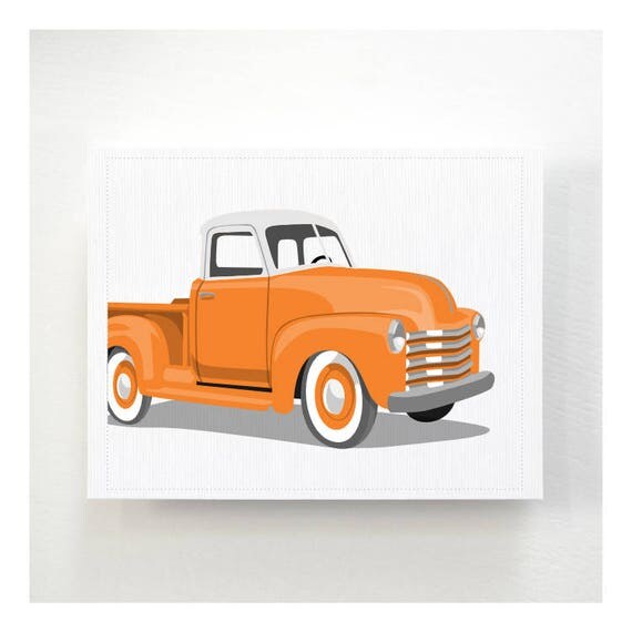 Boys art Vintage Truck wall art print White Top pick your