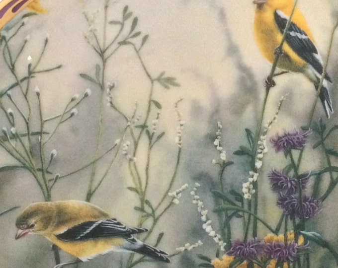 Goldfinch Bird Art Print Plate, Lenox China, Yellow Songbirds, Golden Splendor Collection, Vintage Wall Hanging Decor, American Goldfinch