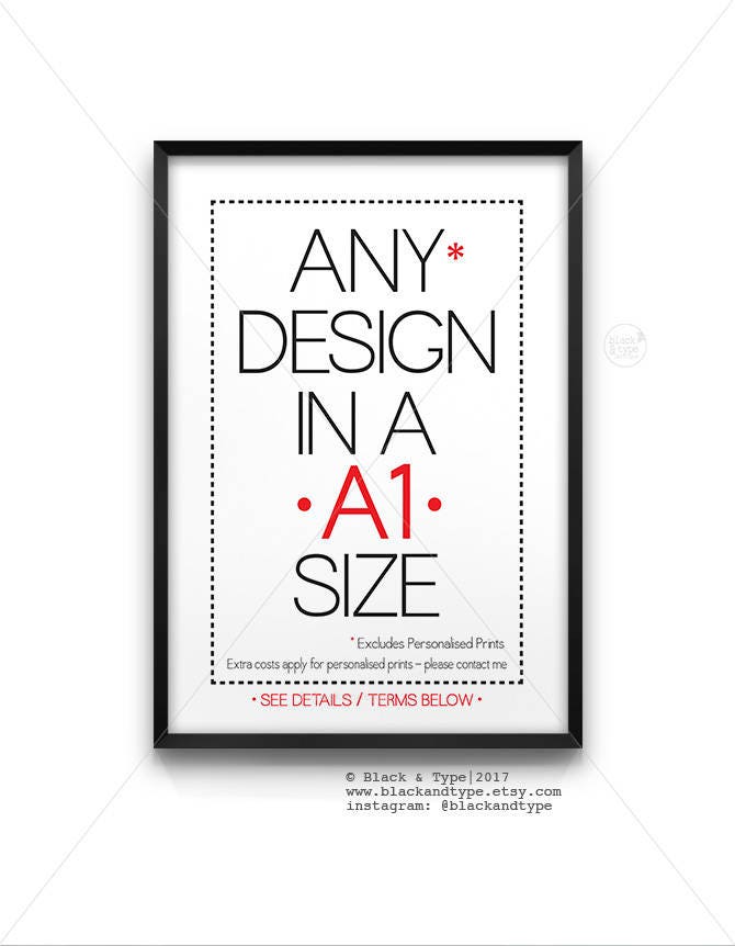 A1 size poster large wall art typography print industrial