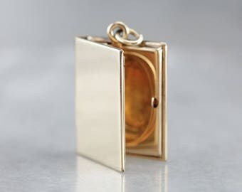 Hinged Book Locket, Vintage Gold Locket, Monogram Pendant, Anniversary Gift V1WE0F-P