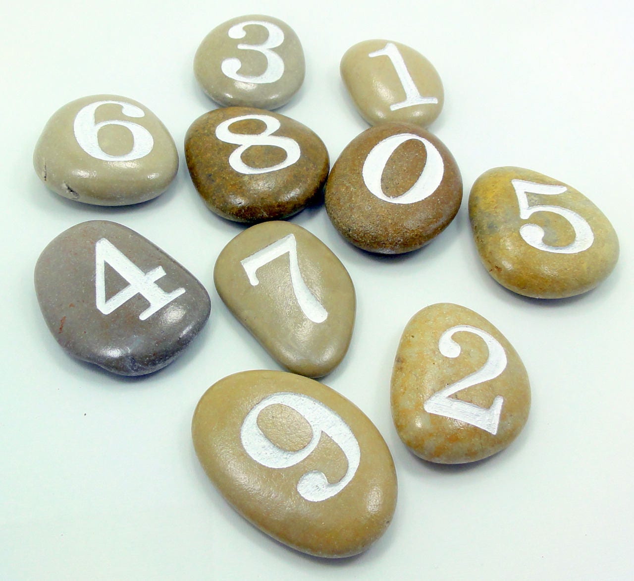 Engraved Stone numbers for Kids Montessori method engraved