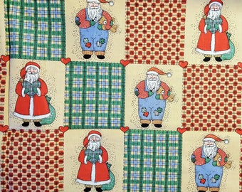 Vintage santa fabric | Etsy