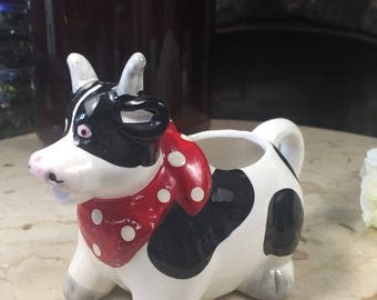 Vintage Cow Creamer, Vintage Black and White Cow Milk Jug