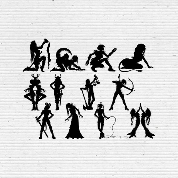 Download Female Warriors Horoscopes Silhouette SVG Cut File Digital