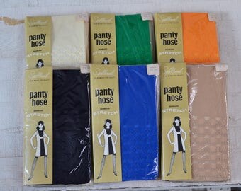 60s Mod Tights Go Go Tights GoGo Tights Textured Fishnet Stockings ONE (1) Pair Cream Spring Green Orange Eggplant Purple Taupe Royal Blue