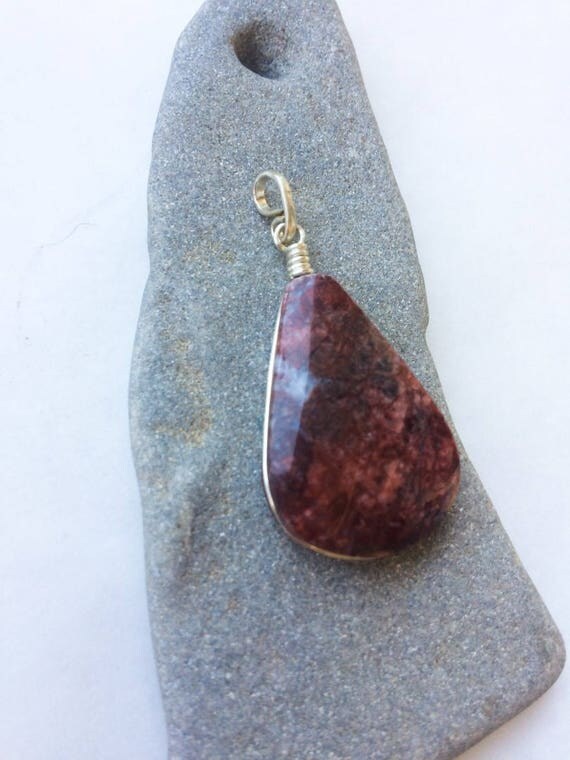 •POLYCHROME JASPER - SPEAR TEAR• sterling silver pendant