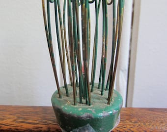 Vintage Antique Blue Ribbon Hairpin Flower Frog/ Garden Tool/ Gift Idea/ Collectible/ Flower Tool/