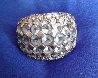 Sterling Silver ring with sky blue aquamarine stone Navy.