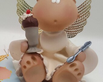 Angel Cheeks Cherub Eating Ice Cream Soda Milk Shake MWT 2001 Kirk Adler Kritters