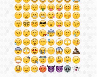 Emoji Clipart, Emoji Collection, Emoticons Clipart, Smiley Face, Emoji PNG Files, Emoji Faces, Feelings Clipart, Free Commercial Use