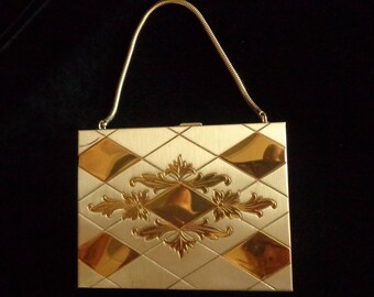 1940s Exquisite Silver Gold Art Deco Compact Cigarette Case Clutch Barely Used,