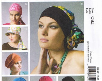 Misses Womens Headbands Scarf Head Wraps Hat Chemo Fashion Accessories McCalls 6521 Sewing Pattern