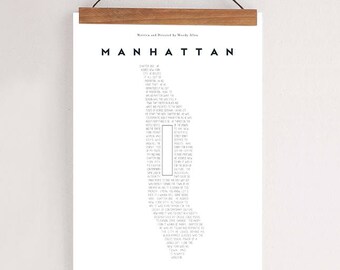MANHATTAN, Original Art, Woody Allen Inspired Minimalist Movie Poster Print 24 x 36"
