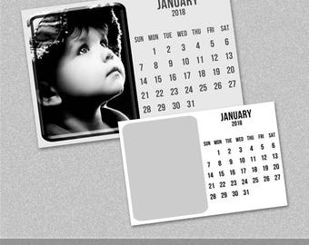 2018 Monthly Photo Calendar, PSD Template, 4x6" - Instant Download - Photoshop or Photoshop Elements