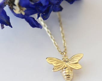Gold Bee Necklace, Bee necklace, Nature Gifts, Handmade Uk, Handmade necklace