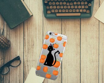 Halloween phone case, Halloween iPhone case, pumpkin phone case, iphone cases, iPhone 8, 7 plus, iPhone 6s, iPhone 7, Halloween cat,