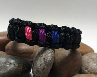 Bisexual Paracord Bracelet buckle or adjustable closure Bi Pride LGBTQ