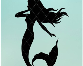 Mermaid Svg / Mermaid Silhouette / Svg / Mason Jar / Night Light / Mermaid Dxf / Mermaid Png