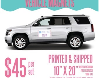 LLR Vehicle Magnets (Set of 2)- White w/Full Color Logo & Your Text