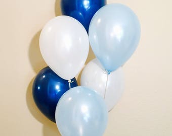 Navy Light Blue White Latex Balloons Navy Balloons, Navy First Birthday, Light Blue Balloons, Navy White Light Blue Party, Baby Boy Birthday