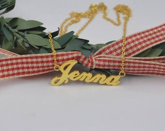 Name plate necklace gold name jewelry-custom any name-Personalized Bridesmaid Gift,Mom necklace