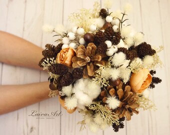 Rustic Wedding Flowers Bouquet Fall Wedding Bouquet Burlap Bouquet Alternative Bouquets Brooch Bouquet