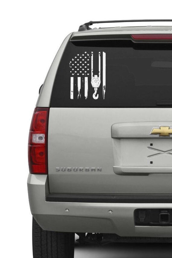Crane Operator Flag Decal / American Crane Flag Decals / Crane