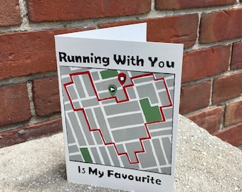 Running With You is My Favourite Card- Running Buddy Card- Running Friendship Card- Cute Running Themed Card- Screen Printed Blank Card