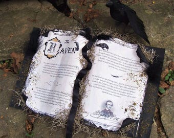 Edgar Allen POE SPELL BOOK The Raven Crow Halloween Decoration Spellbook Witch Book of Spells
