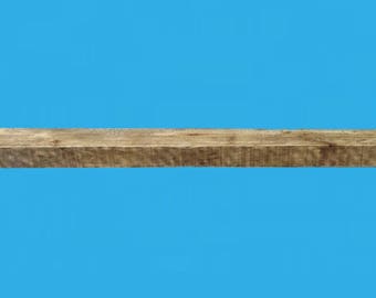 72 recycled wood beam shelf with 3 reclaimed steel brackets 63 by 6 , by 3-3/8 inches thick, 672