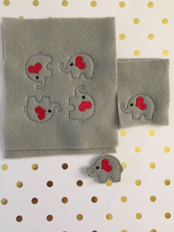 Set of 6 elephant Felties/Felt Embellishments/Planner Supplies/Planner Feltie/Wholesale Felties/Bow Embellishments/Elephant Felties