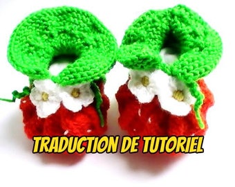 Translation of the baby booties tutorial strawberries