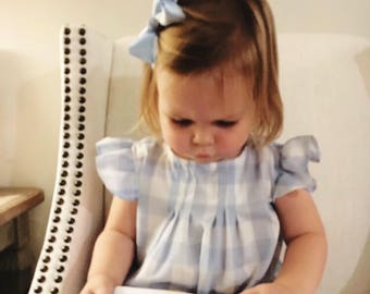 Light Blue Gingham Dress, Girls Dorothy Dress, Flutter Sleeve Dress, blue dress, Pleated Dress, Baby Dorothy Dress, Dorothy Costume,