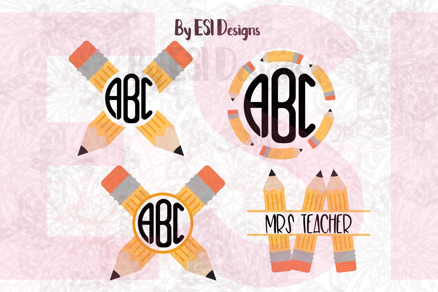 Download Pencil Monogram svg School svg SVG DXF & EPS Back to